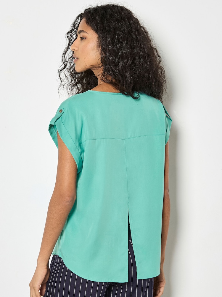 Apricot Blue Woven Split Hem T-Shirt - Image 2 of 4