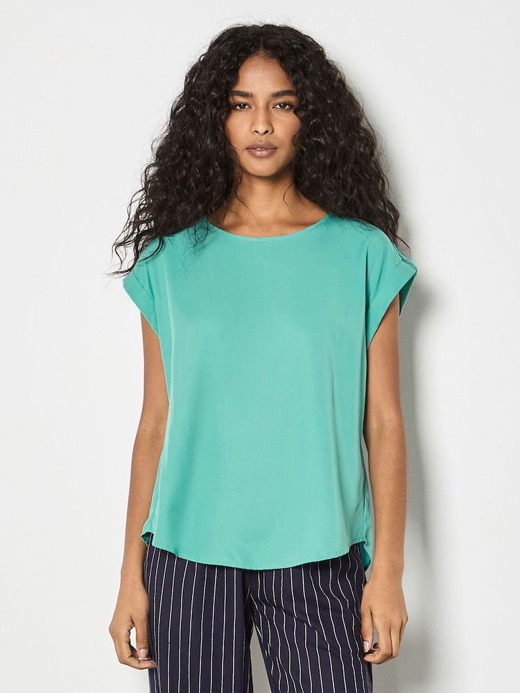 Apricot Blue Woven Split Hem T-Shirt - Image 4 of 4
