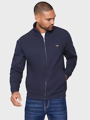 Threadbare Navy Zip Through Fleece Sweatshirt - Image 1 of 4
