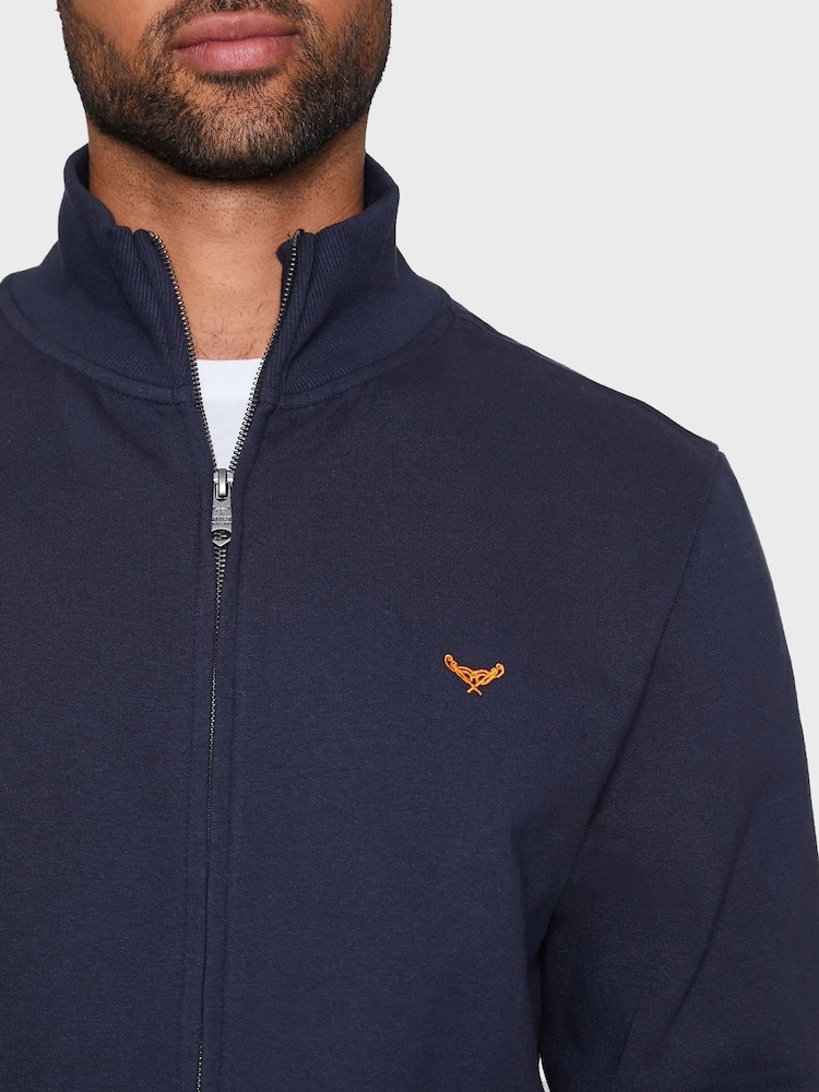 Threadbare Navy Zip Through Fleece Sweatshirt - Image 4 of 4