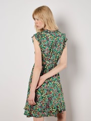 Apricot Green Ditsy Floral Ruffle Mini Dress - Image 2 of 4