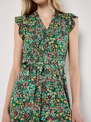 Apricot Green Ditsy Floral Ruffle Mini Dress - Image 3 of 4