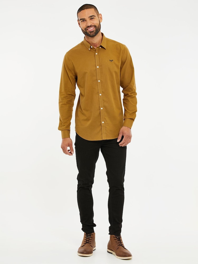 Threadbare Camel Oxford Long Sleeve Shirt - Image 4 of 4