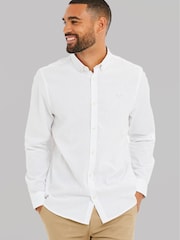Branco - Camisa de manga comprida Threadbare Linen Blend - Imagem 1 de 4