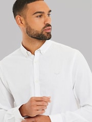 Branco - Camisa de manga comprida Threadbare Linen Blend - Imagem 4 de 4