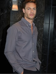 Threadbare Slate Oxford Long Sleeve Shirt - Image 3 of 4