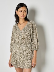 Apricot Green Ikat Shimmer Ruffle Mini Skirt - Image 1 of 4