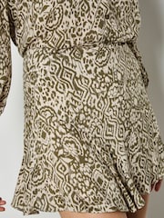 Apricot Green Ikat Shimmer Ruffle Mini Skirt - Image 4 of 4