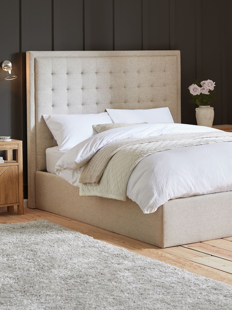 Wool Blend Natural Stone Winslow Upholstered Ottoman Storage Bed Frame - Image 1 of 10
