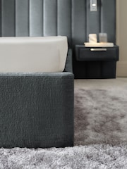 Plush Chenille Slate Blue Mayfair Upholstered Hotel Bed Frame with Ottoman Storage Bedside Tables and Lights - Image 3 of 6