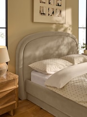 Soft Velvet Natural Pebble Arlo Upholstered Ottoman Storage Bed Frame - Image 3 of 7