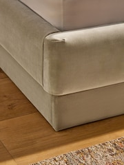 Soft Velvet Natural Pebble Arlo Upholstered Ottoman Storage Bed Frame - Image 5 of 7
