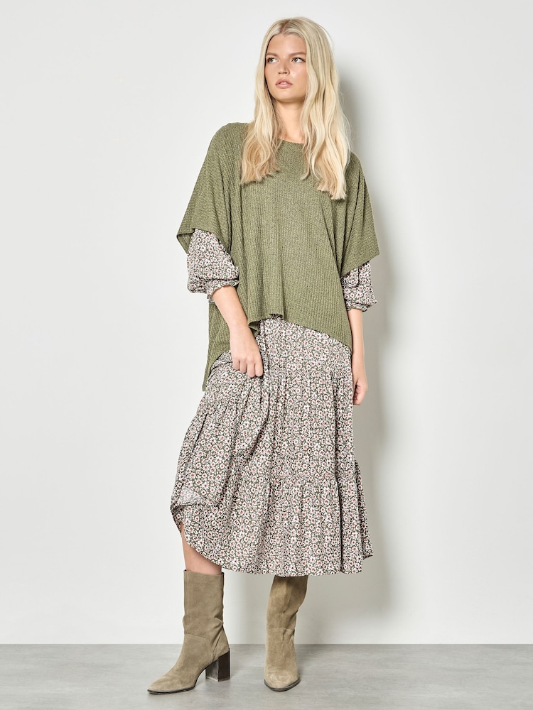 Apricot Green Waffle Knit Tunic Top - Image 4 of 4