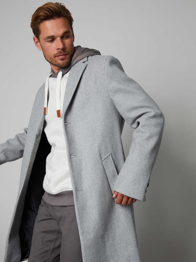 Threadbare Grey Luxe Single Breasted Tailored Coat - Image 1 of 4