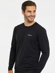 رمادي داكن مائل للأسود - طقم من بيجامة بكُم طويل من مزيج قطن من Threadbare - صورة 3 من 3