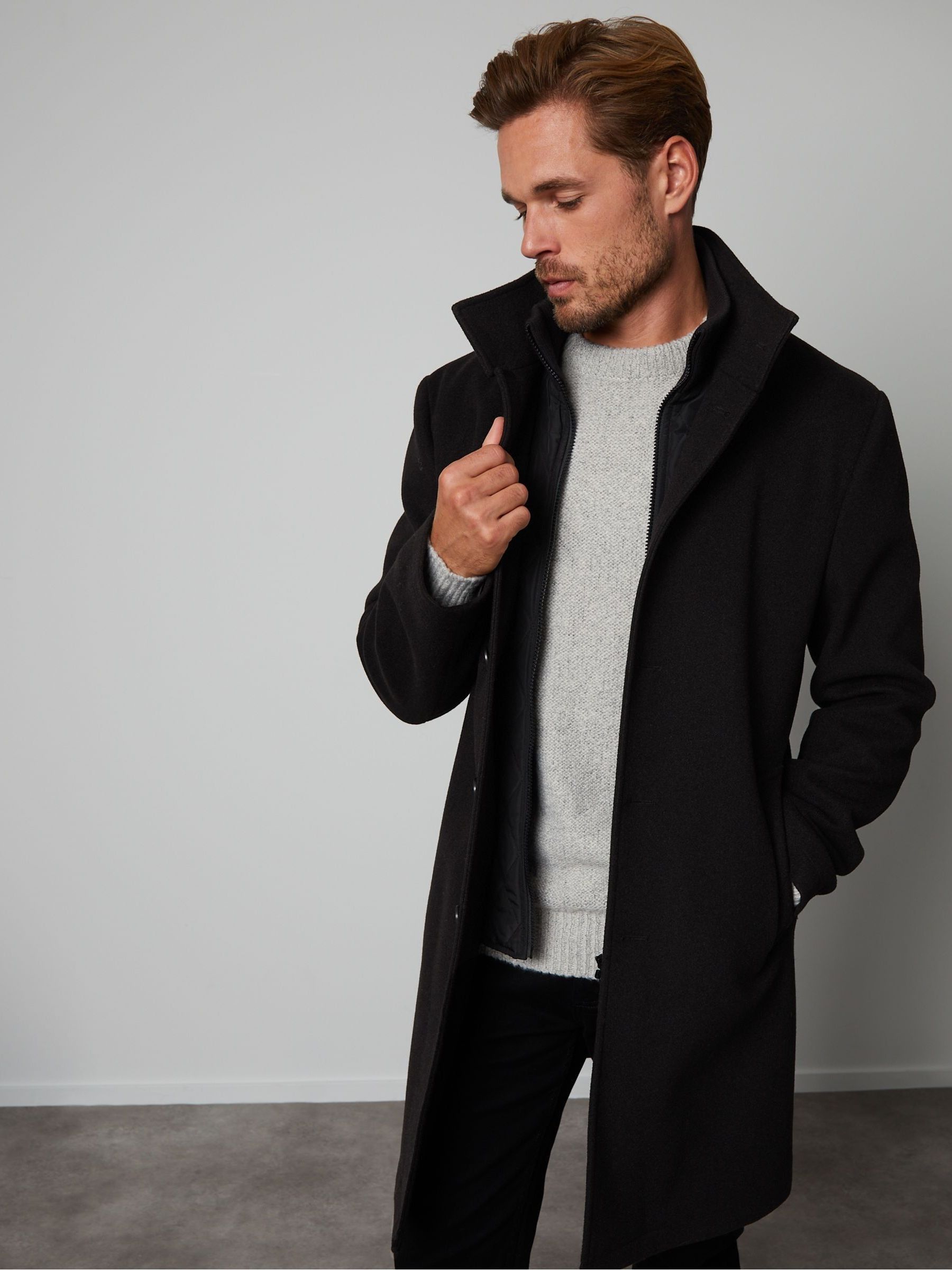 Calvin klein luxe funnel neck coat online