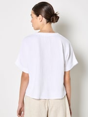 Apricot White Textured V-Neck Blouse - Image 2 of 5