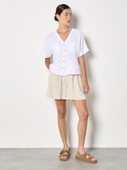 Apricot White Textured V-Neck Blouse - Image 3 of 5