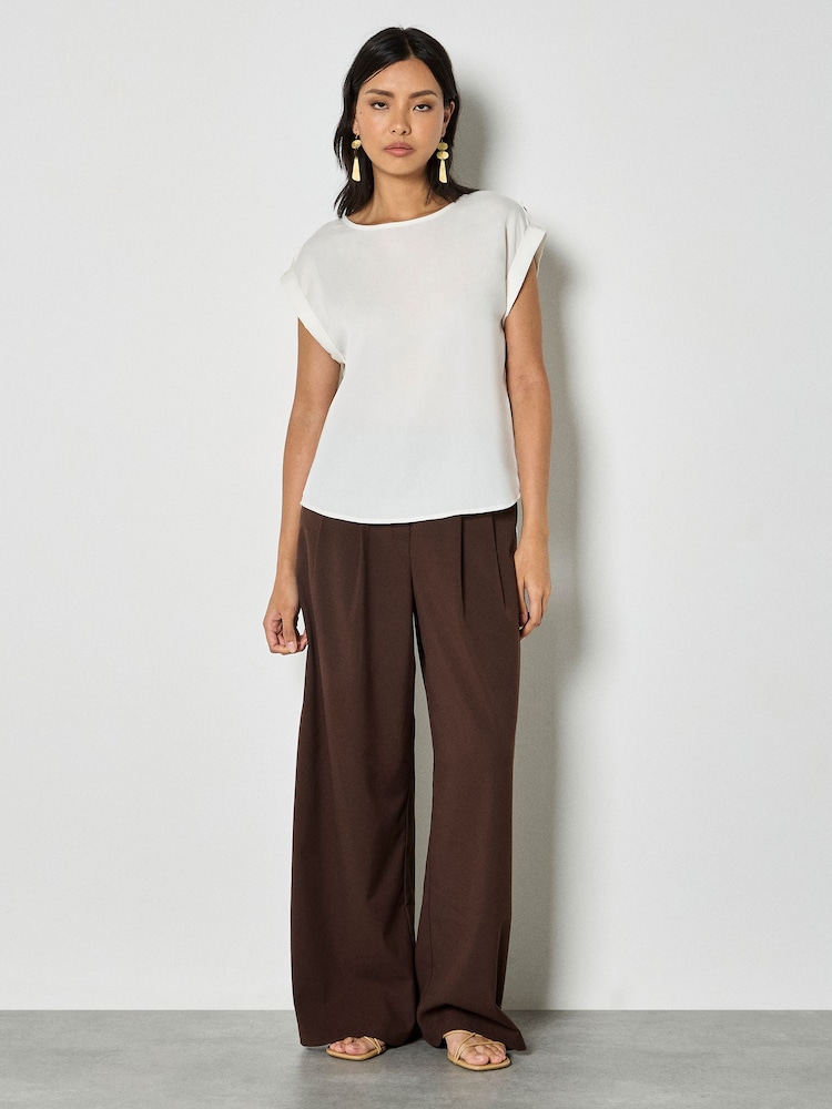 Apricot Cream Woven Split Hem T-Shirt - Image 2 of 4