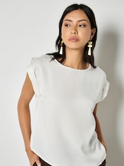 Apricot Cream Woven Split Hem T-Shirt - Image 3 of 4