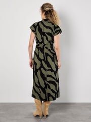 Verde - Apricot Zebra Print Shirt Midi Dress - Imagen 3 de 4