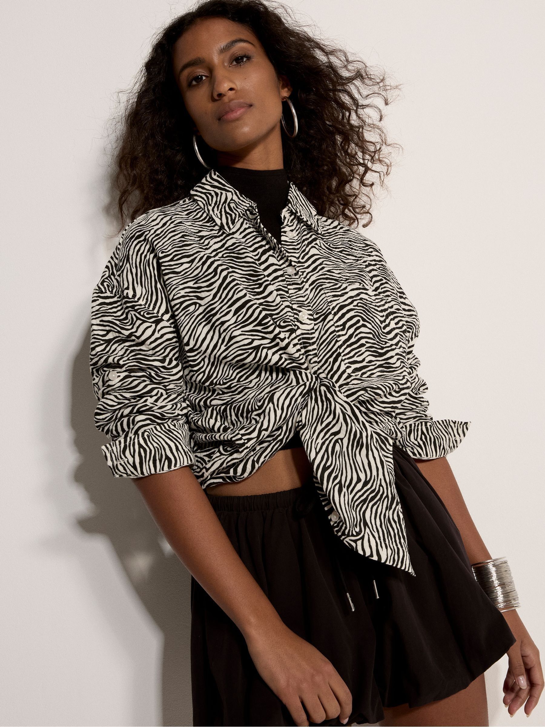 Buy Apricot Black Zebra Print Oversized Shirt from Next Romania