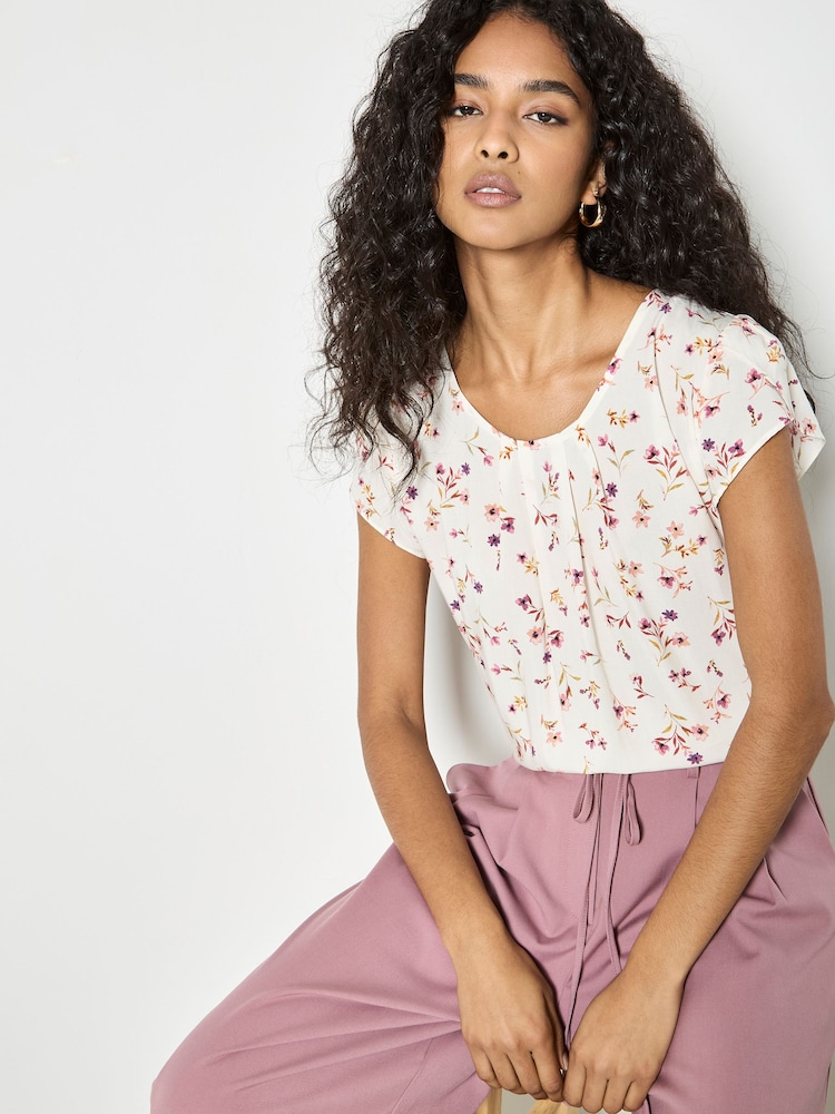 Apricot Cream Ditsy Floral Lightweight Top - Image 2 of 4