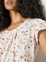 Apricot Cream Ditsy Floral Lightweight Top - Image 3 of 4