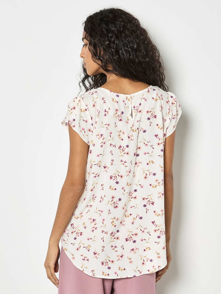 Apricot Cream Ditsy Floral Lightweight Top - Image 4 of 4