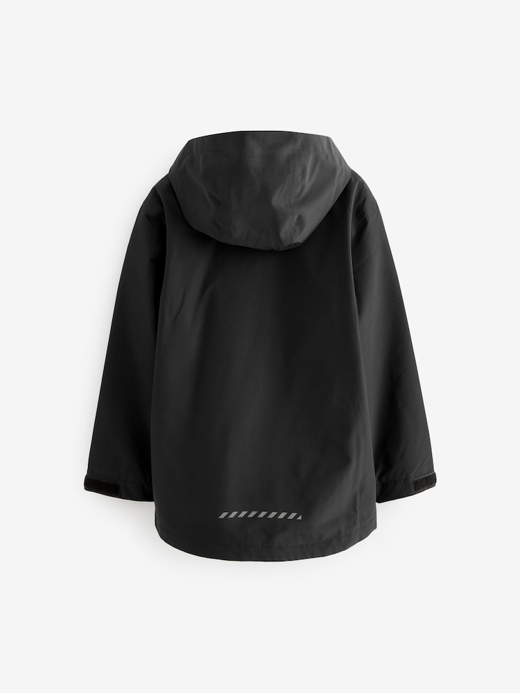Black Waterproof Fleece Hooded Lined Jacket (3-17yrs) - Image 3 of 7