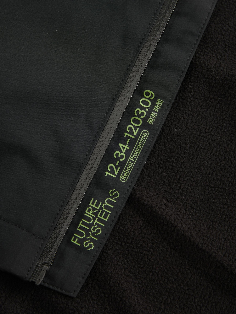 Black Waterproof Fleece Hooded Lined Jacket (3-17yrs) - Image 5 of 7