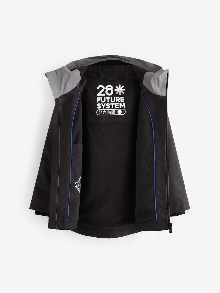 رمادي عاكس - Waterproof Fleece Hooded Lined Jacket (3-17yrs) - صورة 2 من 5