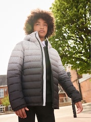 Grey/Black Quilted Midweight Hooded Jacket (3-17yrs) - Image 1 of 6