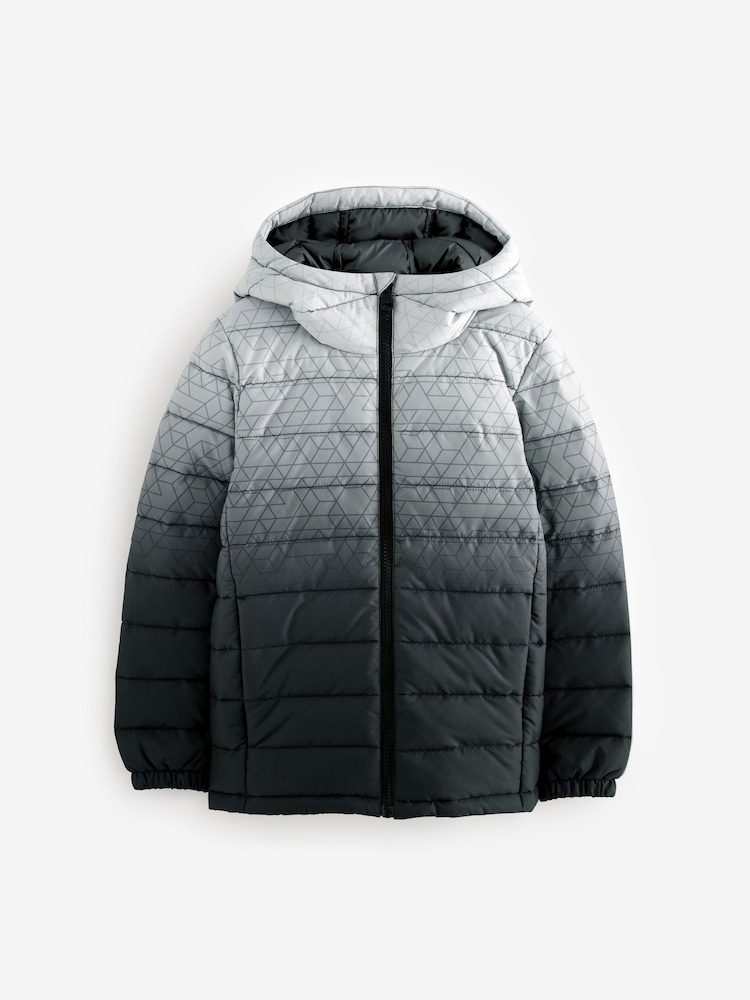 Grey/Black Quilted Midweight Hooded Jacket (3-17yrs) - Image 2 of 6