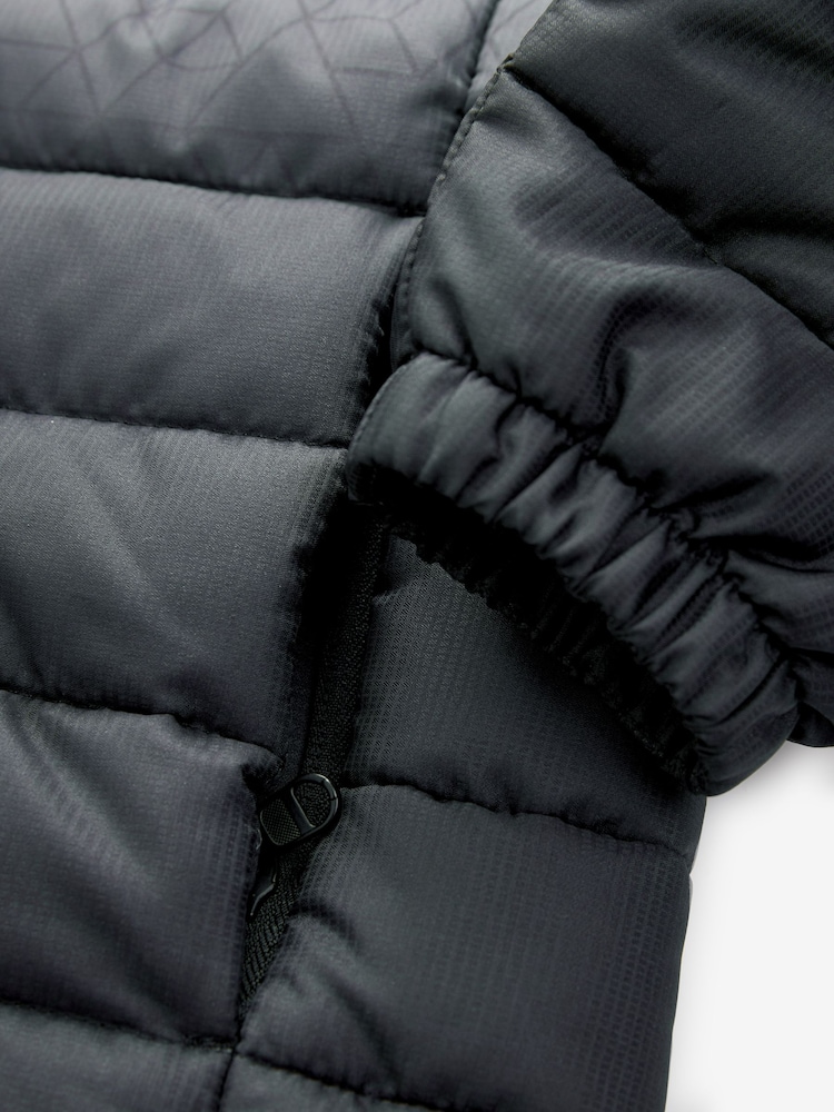 Grey/Black Quilted Midweight Hooded Jacket (3-17yrs) - Image 6 of 6