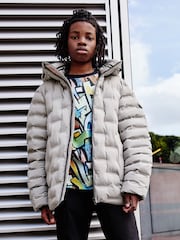 Grey Fleece Lined Padded Puffer Coat (3-17yrs) - Image 1 of 9