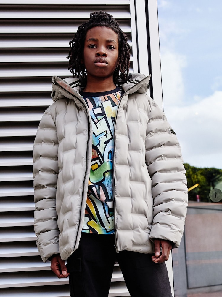 Grey Fleece Lined Padded Puffer Coat (3-17yrs) - Image 1 of 9