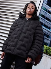 Black Fleece Lined Padded Puffer Coat (3-17yrs) - Image 1 of 7