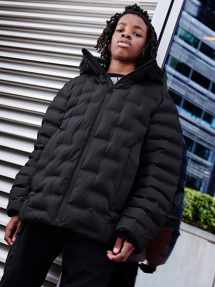 Black Fleece Lined Padded Puffer Coat (3-17yrs) - Image 1 of 7
