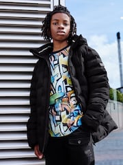Black Fleece Lined Padded Puffer Coat (3-17yrs) - Image 2 of 7