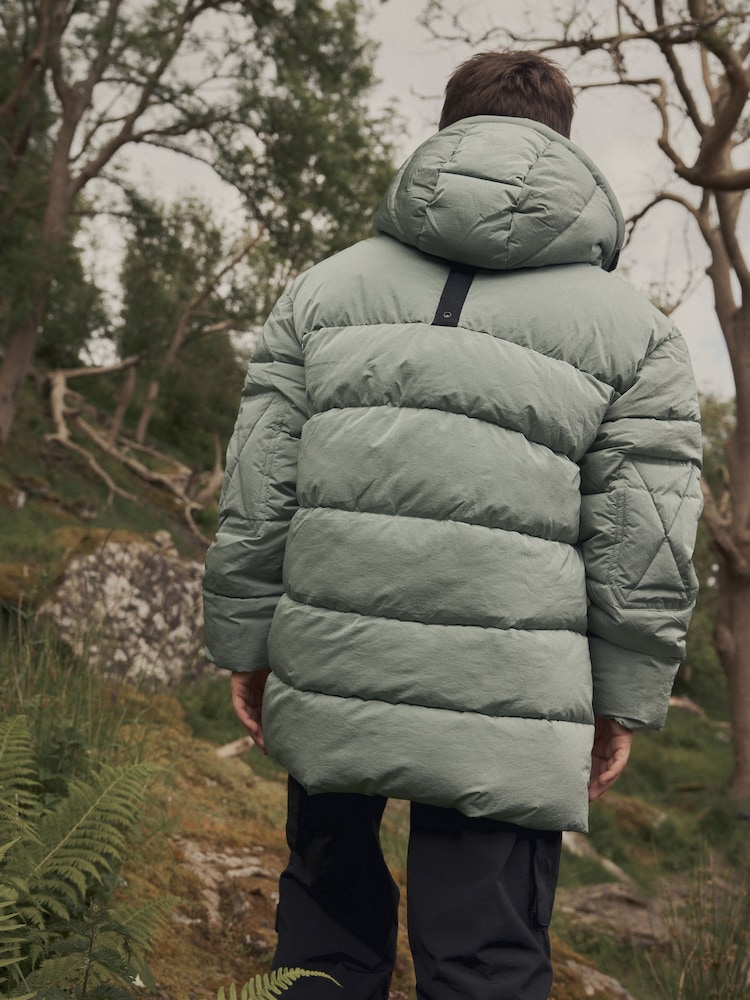 Sage Green Utility Fleece Lined Hooded Padded Puffer Coat (3-16yrs) - Image 2 of 8