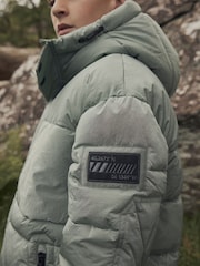 Sage Green Utility Fleece Lined Hooded Padded Puffer Coat (3-16yrs) - Image 4 of 8