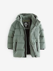 Sage Green Utility Fleece Lined Hooded Padded Puffer Coat (3-16yrs) - Image 6 of 8
