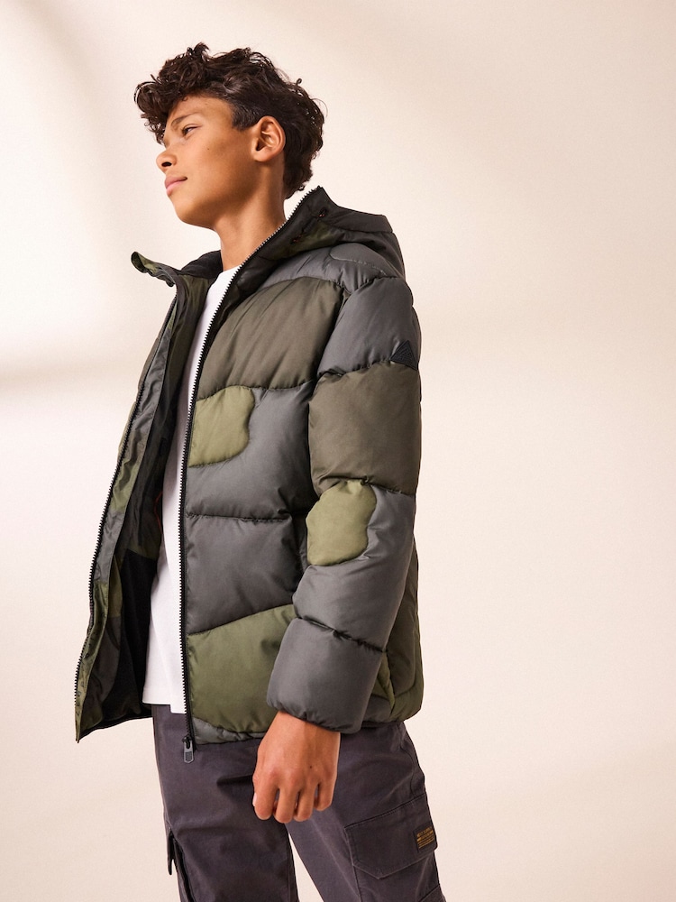 Khaki Quilted Puffer Jacket (3-16yrs) - Image 4 of 9