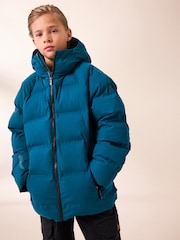 Cobalt Blue Regular Fabric Fleece Lined Hooded Padded Puffer Jacket (3-16yrs) - Image 1 of 15