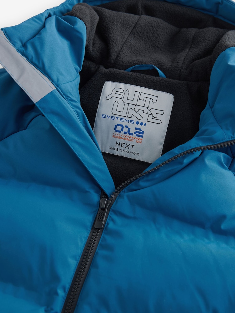 Cobalt Blue Regular Fabric Fleece Lined Hooded Padded Puffer Jacket (3-16yrs) - Image 10 of 15