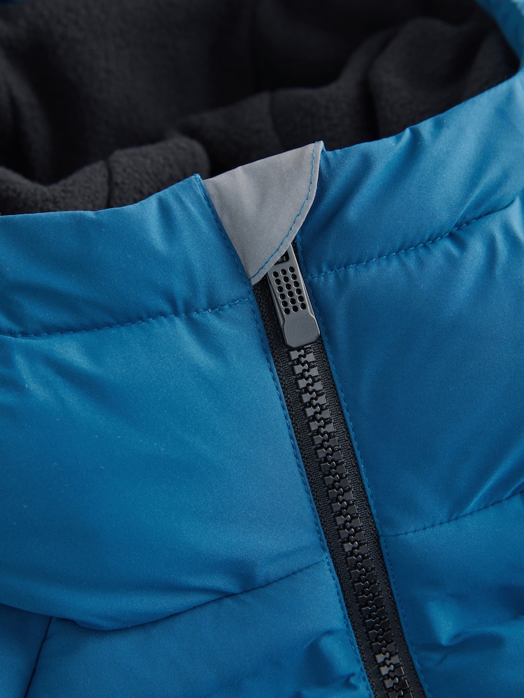 Cobalt Blue Regular Fabric Fleece Lined Hooded Padded Puffer Jacket (3-16yrs) - Image 11 of 15