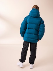 Cobalt Blue Regular Fabric Fleece Lined Hooded Padded Puffer Jacket (3-16yrs) - Image 4 of 15