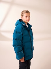 Cobalt Blue Regular Fabric Fleece Lined Hooded Padded Puffer Jacket (3-16yrs) - Image 5 of 15