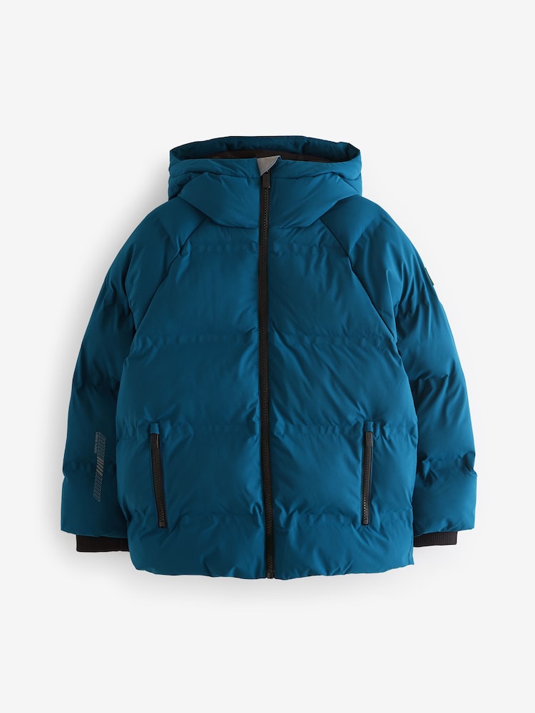 Cobalt Blue Regular Fabric Fleece Lined Hooded Padded Puffer Jacket (3-16yrs) - Image 7 of 15